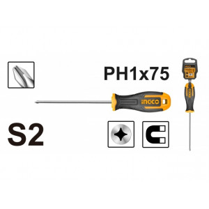 Oтвертка крестовая PH1x75 мм INGCO HS68PH1075 INDUSTRIAL Oтвертка крестовая PH1x75 мм INGCO HS68PH1075 INDUSTRIAL