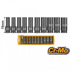 Набор ударных торцевых глубоких головок 1/2" INDUSTRIAL INGCO HKISSD12102L Набор ударных торцевых глубоких головок 1/2" INDUSTRIAL INGCO HKISSD12102L
